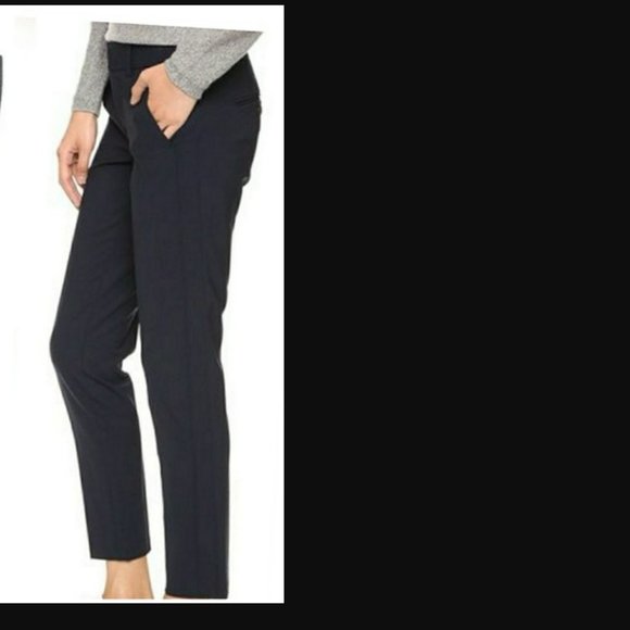 Vince Size 10 woman cool wool blend pants with leather trim and ankle zip - Picture 13 of 13